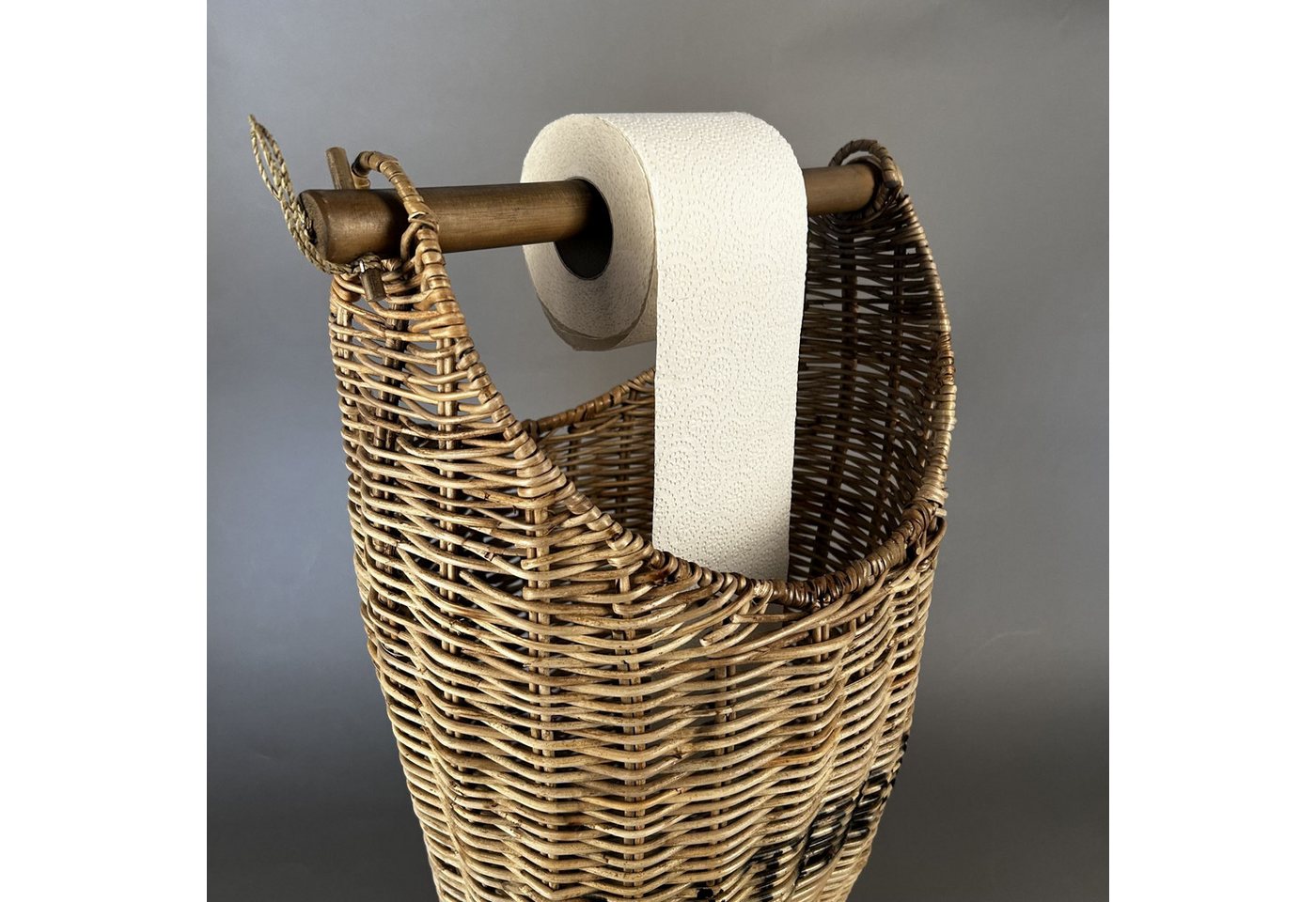 Home4Living Toilettenpapierhalter Klopapierhalter Bad Aufbewahrungskorb aus Rattan WC Rollen, dekorativ Bild 3