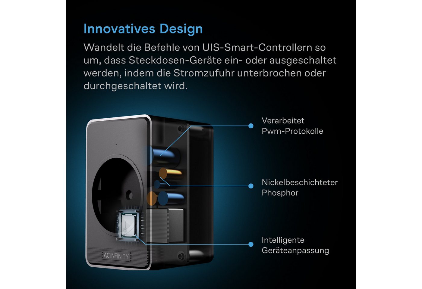 AC INFINITY Steckdose UIS-Steuerungsstecker für steckdosenbetriebene Geräte, Steuerung steckdosenbetriebener Geräte über UIS Bild 3