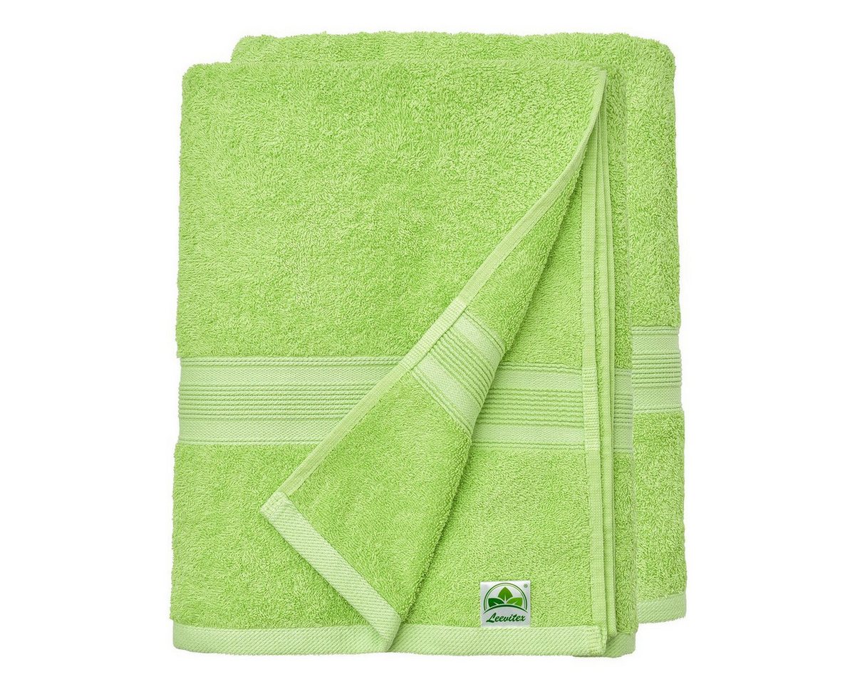 leevitex® Saunatuch, 80x200 cm, 100% Baumwolle, saugstark und fusselfrei, Frottee (Set, 2-St), OEKO-TEX® STANDARD 100 zertifiziert, gestreifte Bordüre Bild 2