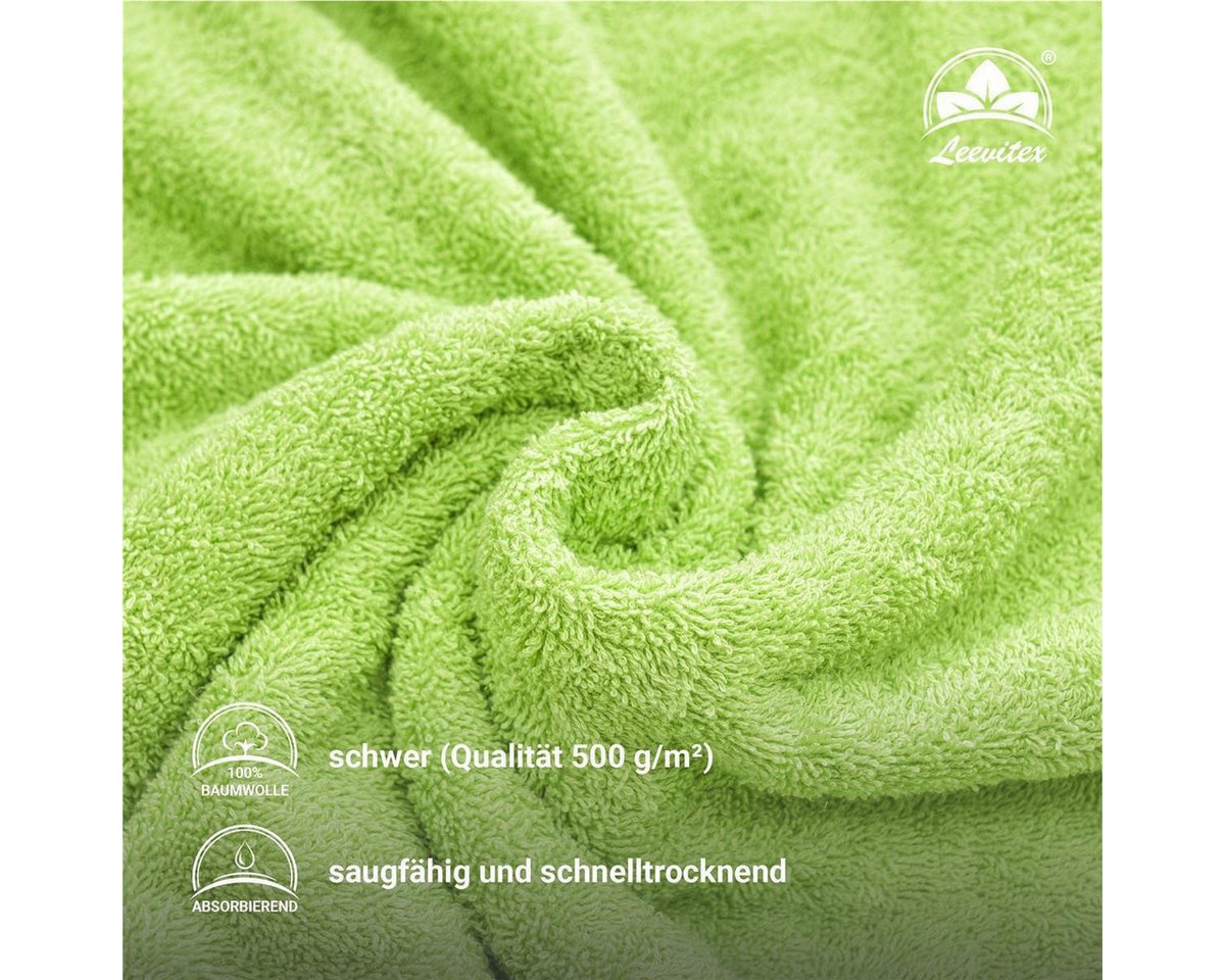 leevitex® Saunatuch, 80x200 cm, 100% Baumwolle, saugstark und fusselfrei, Frottee (Set, 2-St), OEKO-TEX® STANDARD 100 zertifiziert, gestreifte Bordüre Bild 3