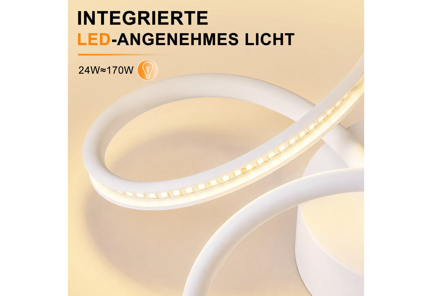 Nettlife LED Deckenleuchte Schwarz/Weiß 24W 3000K Warmweiß moderne Blumendecke Leuchte rundes, für Schlafzimmer Küche Flur energiesparende Deckenlampe aus Metall Bild 2