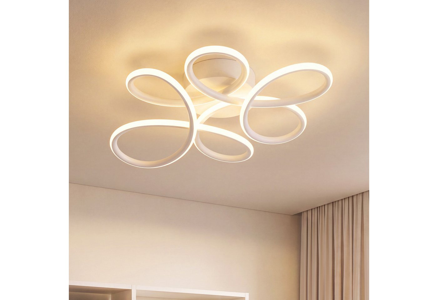 Nettlife LED Deckenleuchte Schwarz/Weiß 24W 3000K Warmweiß moderne Blumendecke Leuchte rundes, für Schlafzimmer Küche Flur energiesparende Deckenlampe aus Metall Bild 3