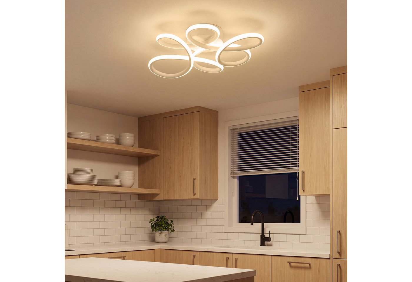 Nettlife LED Deckenleuchte Schwarz/Weiß 24W 3000K Warmweiß moderne Blumendecke Leuchte rundes, für Schlafzimmer Küche Flur energiesparende Deckenlampe aus Metall Bild 5
