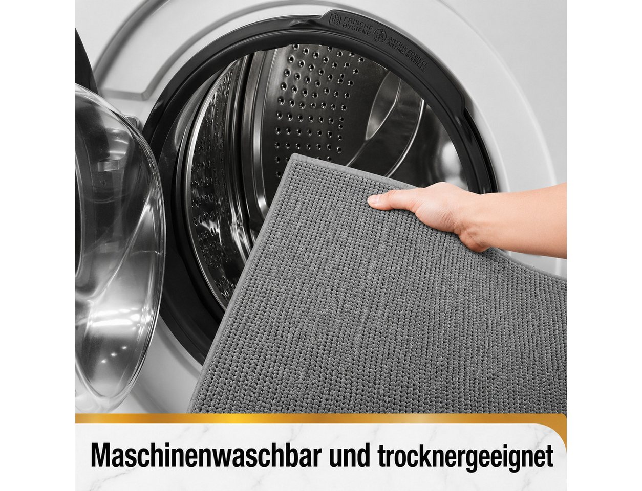 Forrlite Badematte Duschmatte Badezimmerteppich, 40x60cm Badematte rutschfest, Super Saugfähige Badematten & Badteppiche, schnell trocknend, Graue Badematte in Sisal-Optik, Badteppich Waschbar,Badezimmermatte für Dusche und Badewanne, Hellgrau Bild 4