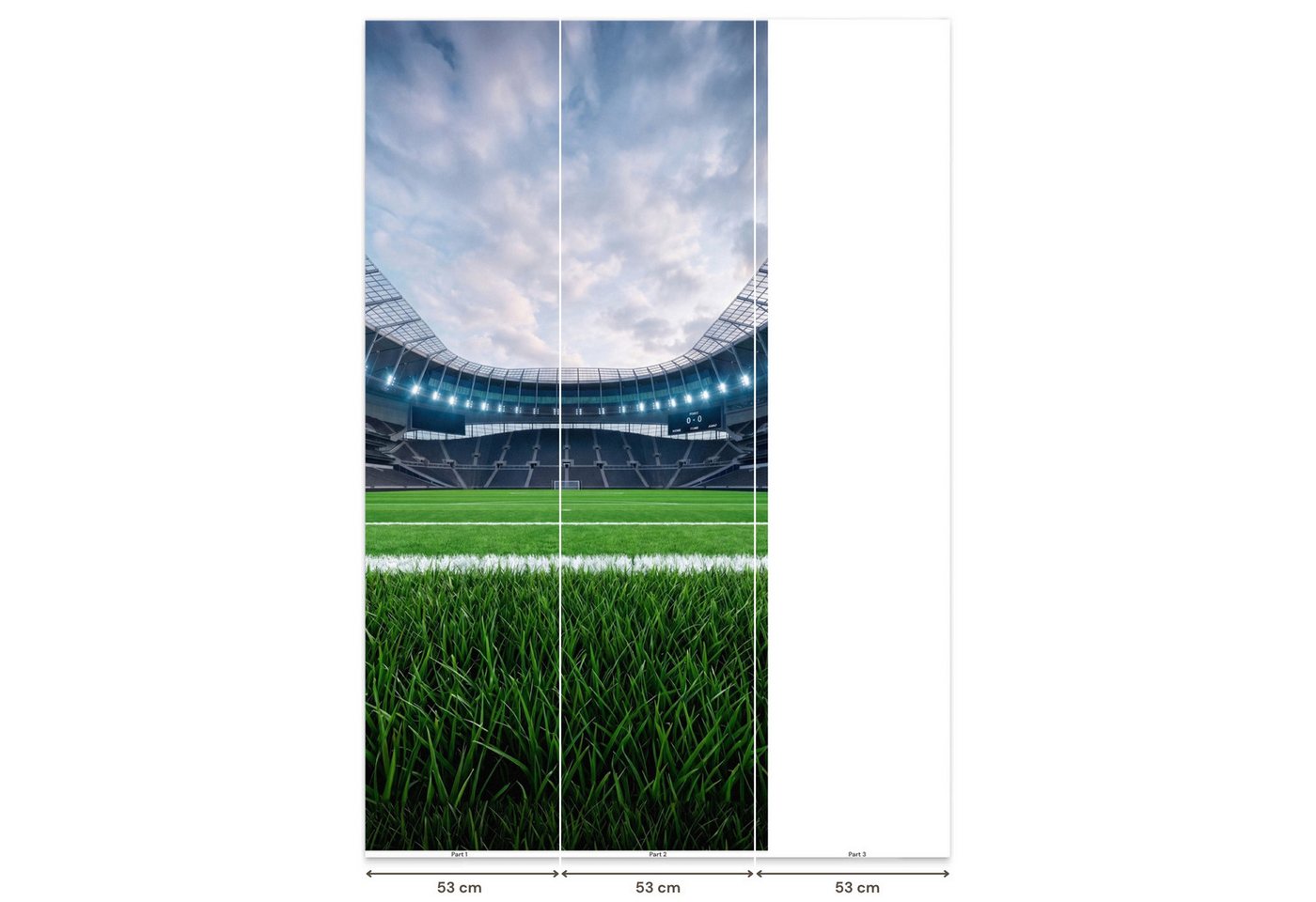 OnlyWow Fototapete Kinderzimmer - Fußball - Stadion - Sport - Grün, Matt, bedruckt, Wandtapete, Schlafzimmer, Wanddekoration 100x220cm