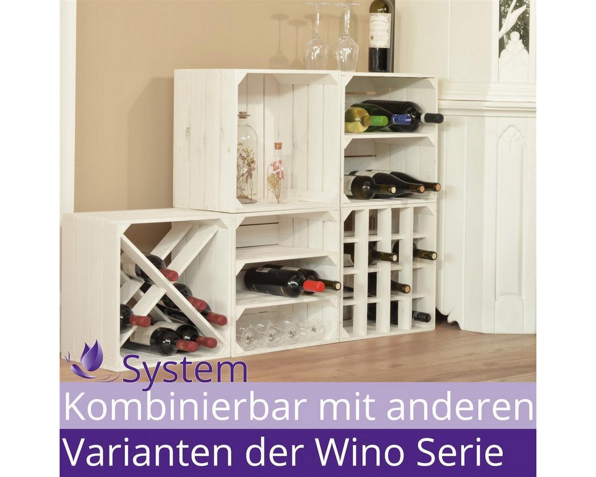 CHICCIE Weinregal Wino Flaschenregal aus Holz Weiß Geflammt 1x Regal, 1-tlg. Bild 2