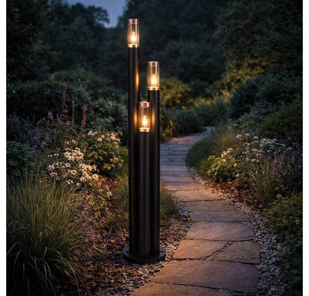 GLOBO LIGHTING LED Außen-Stehlampe, Leuchtmittel inklusive, Warmweiß, Außenstehleuchte Gartenlampe Wegeleuchte Edelstahl schwarz LED 170 cm Bild 3