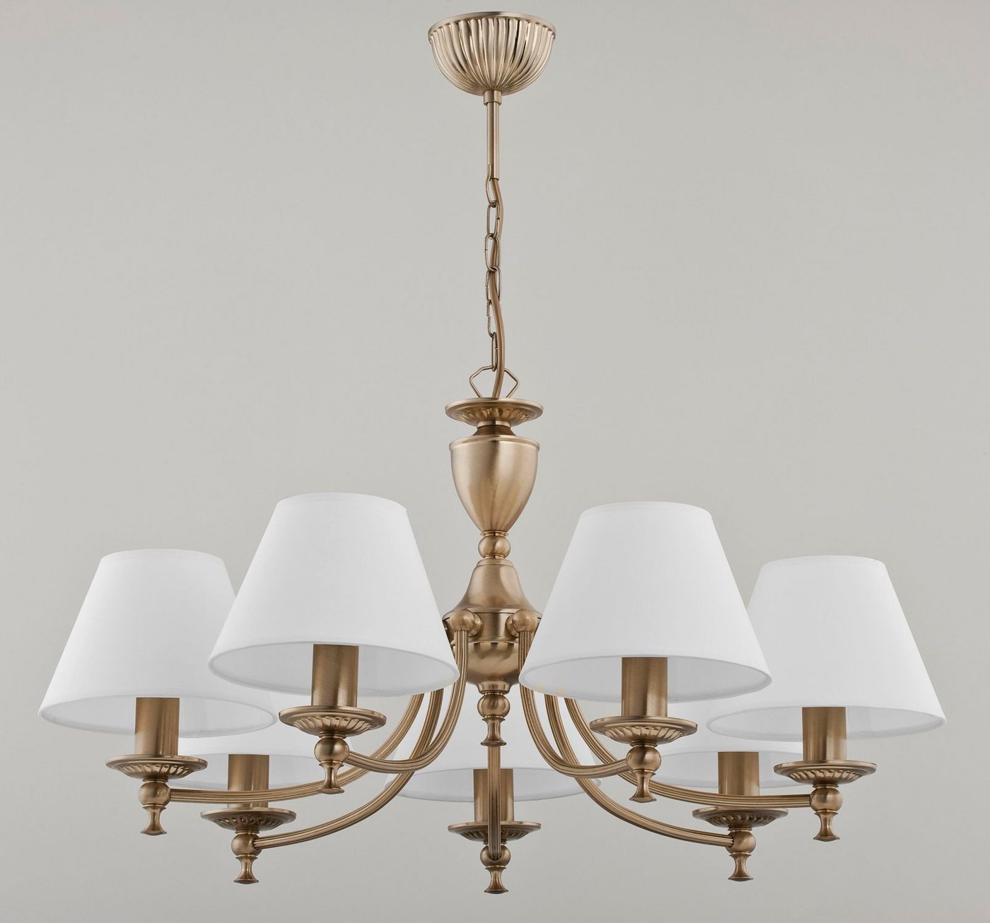 Licht-Erlebnisse Kronleuchter JURIDA, ohne Leuchtmittel, Mit Schirm 50,8 cm breit H: max. 66 cm Stoff Metall 7x E14