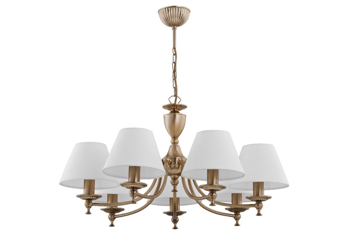 Licht-Erlebnisse Kronleuchter JURIDA, ohne Leuchtmittel, Mit Schirm 50,8 cm breit H: max. 66 cm Stoff Metall 7x E14 Bild 2