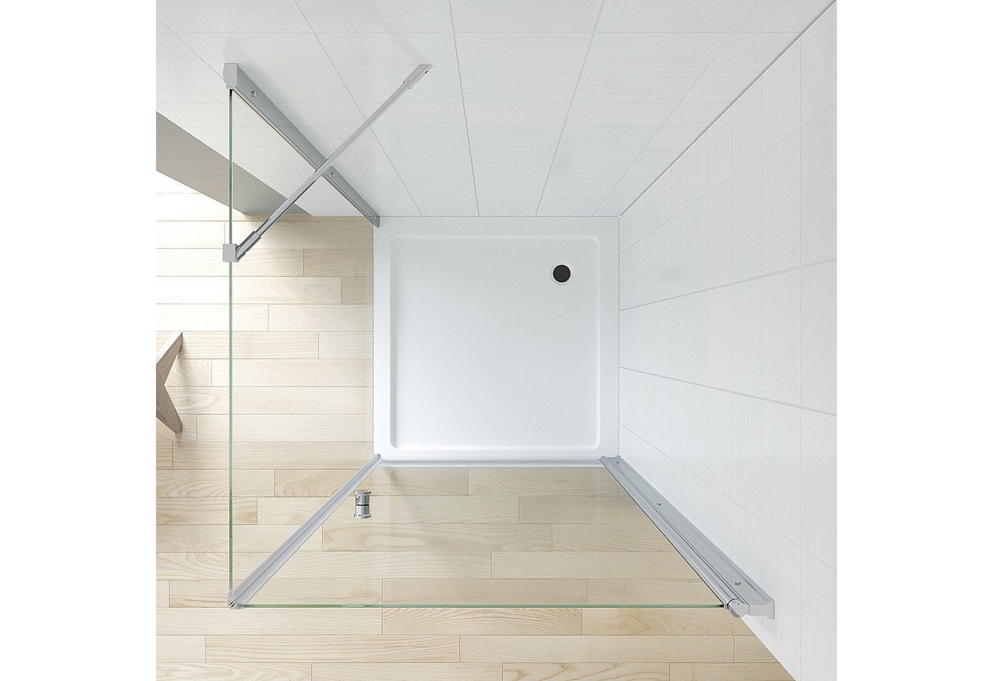 AQUABATOS Eckdusche Eckeinstieg Dusche Duschkabine für Duschwanne mit Drehtür, BxT: 75x70 cm, Einscheibensicherheitsglas, Pendeltür Duschabtrennung Schwingtür Duschwand Duschtür mit Seitenwand Sicherheitsglas, variabler Verstellbereich, barrierefrei einbaubar, mit Hebe-Senk-Mechanismus, links und recht montierbar, Spritzwasserschutz, Höhe: 187 cm Bild 4