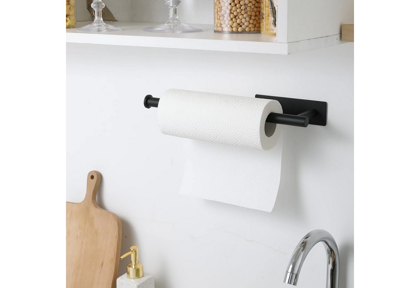 Coonoor Küchenrollenhalter Edelstahl Rollenhalter, Kein Bohren Küchenpapierhalter Unter Schrank, (1-St) Bild 3