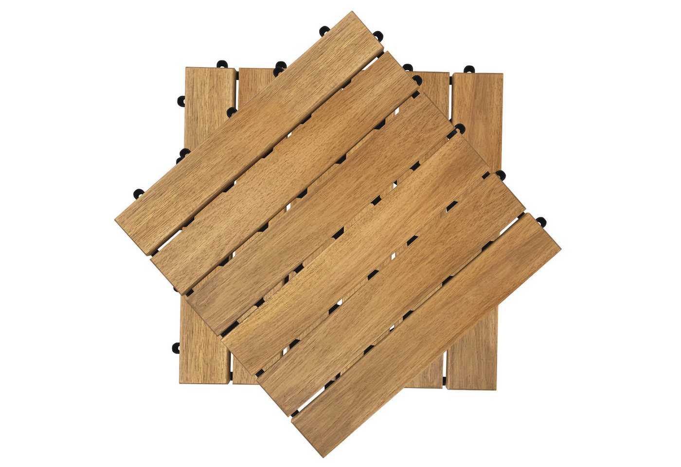FIVMEN Holzfliesen 6 Latten Terrassenfliesen Klicksystem 30x30 cm -Modell A, 33 St., für Balkon, Garten, Terrasse Bild 4