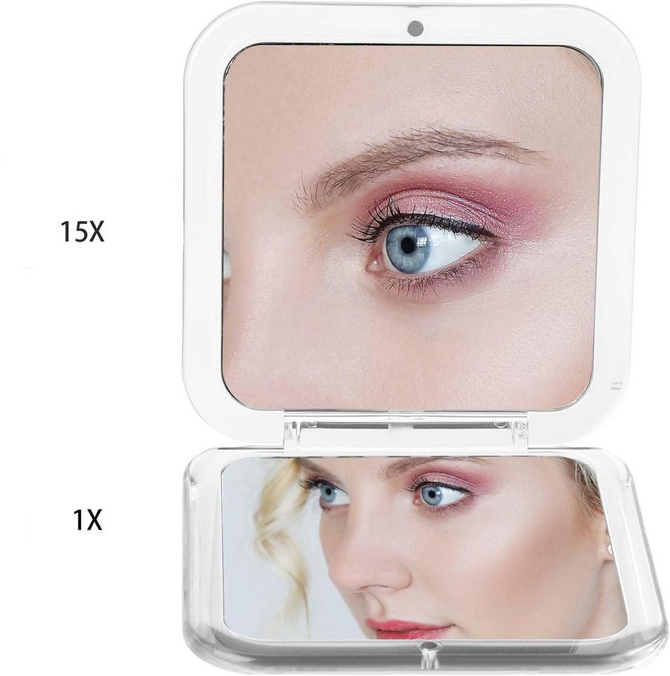 Coonoor Kosmetikspiegel Faltbarer Makeup Spiegel,Tragbarer Doppelseitig Kosmetikspiegel, 15-fache Vergrößerung Bild 3