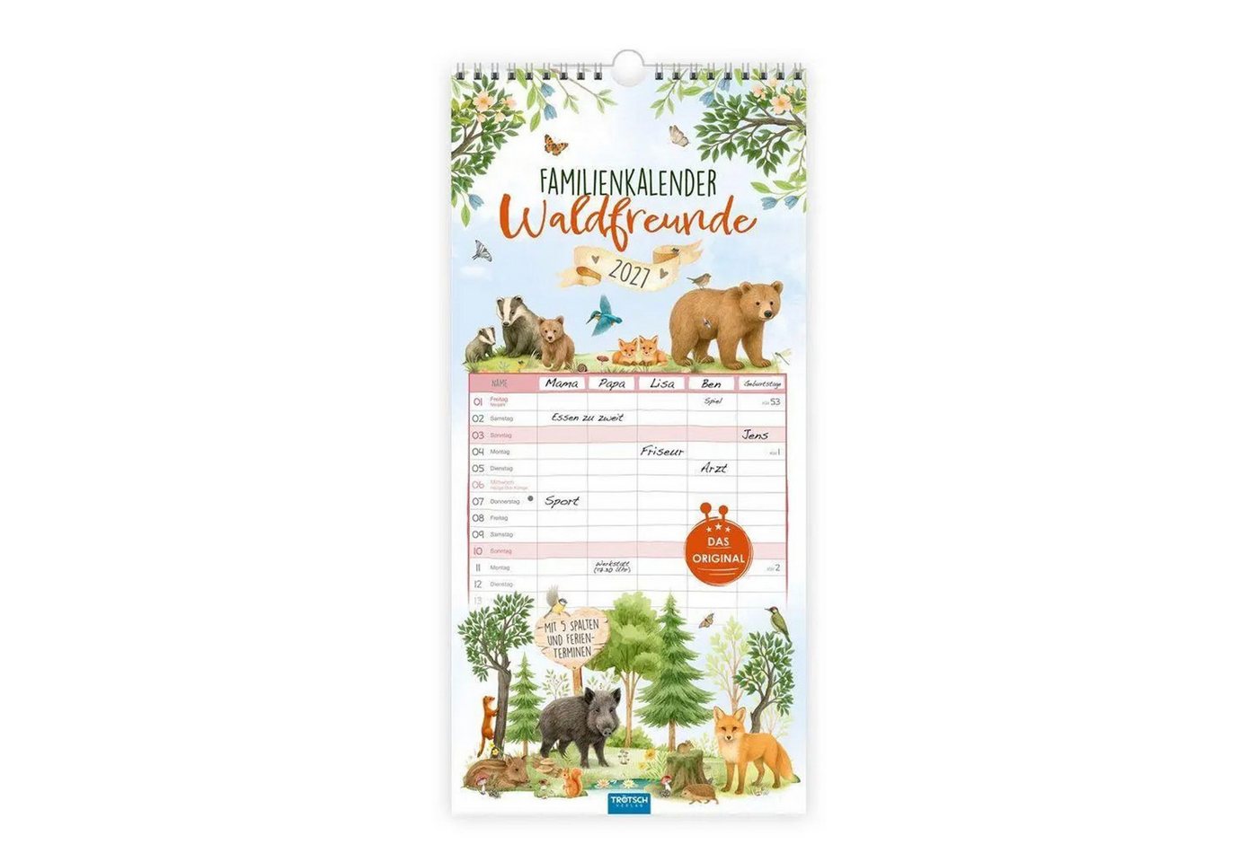 Trötsch Verlag Wandkalender TRÖTSCH - Familienkalender Waldfreunde 2027
