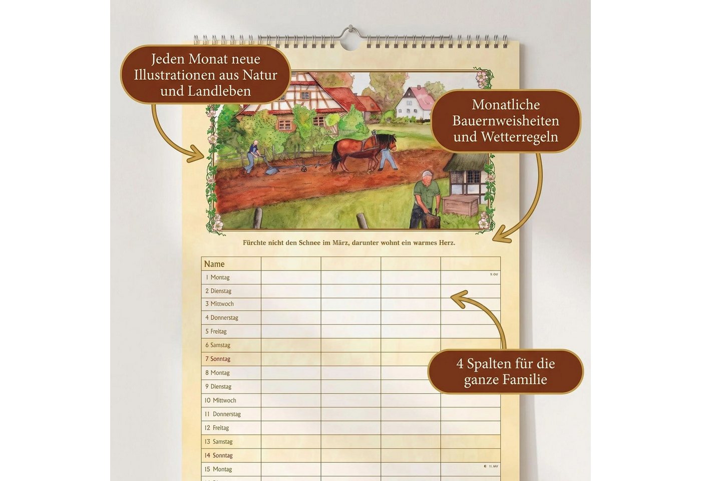 NEUMANN Wandkalender Bauernkalender Familienplaner 2027 Bild 2