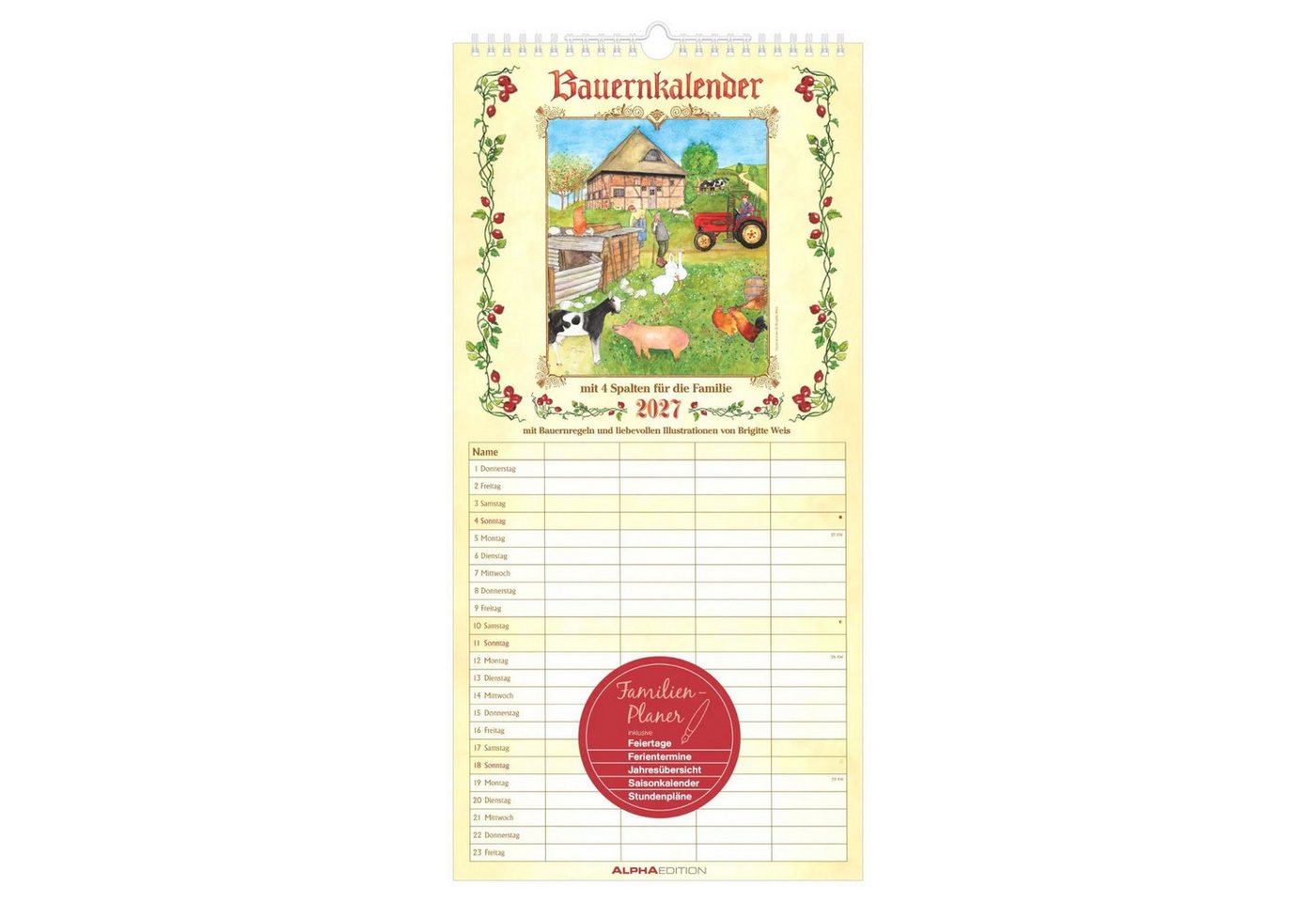 NEUMANN Wandkalender Bauernkalender Familienplaner 2027 Bild 4