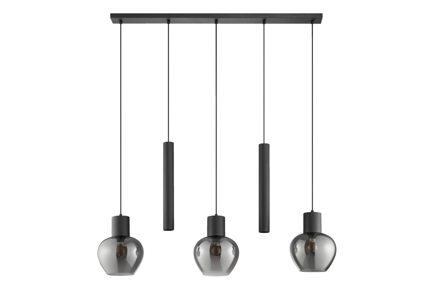 Lightbox Pendelleuchte, ohne Leuchtmittel, 123 x 150 cm, 3x E27 u. 2x GU10 Fassung, Aluminium Rauchglas, schwarz Bild 5