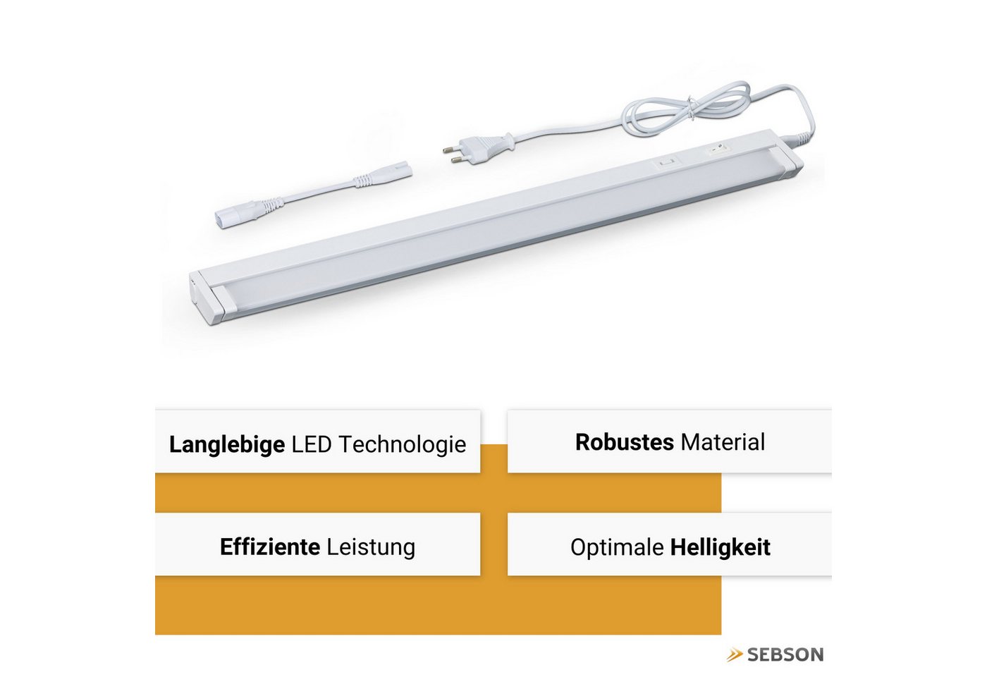 SEBSON Aufbauleuchte LED Unterbauleuchte 80cm - dimmbar, 3 Lichtfarben, schwenkbar, Stecker, Programmierbar: Warmweiß, Neutralweiß, Kaltweiß, Programmierbar: warmweiß 2700K/ neutralweiß 4000K/ kaltweiß 6500K Bild 4