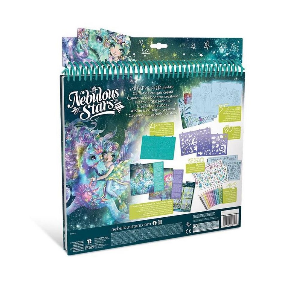 Nebulous Stars Kreativset Kreatives Skizzenbuch Ariaz & Joyiaz, mit Schablonen, Aufkleber und Stifte, Fantasiepferde, Zeichenset