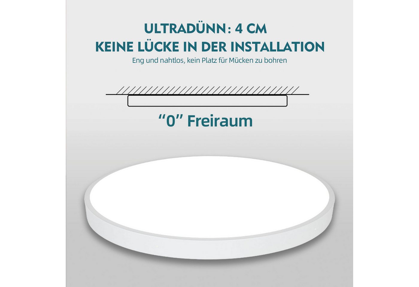 style home LED Deckenleuchte Runde Deckenlampe aus Metall, LED fest integriert, Warmweiß 3000K, für Wohnzimmer Schlafzimmer Büro Küche, 30x30x4cm, Schwarz Bild 4
