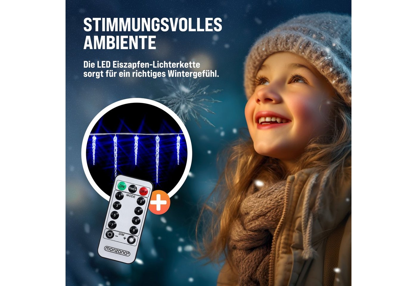 monzana Lichterkette, Eiszapfen Lichterkette 10,4m Fernbedienung 40 Zapfen Bild 2
