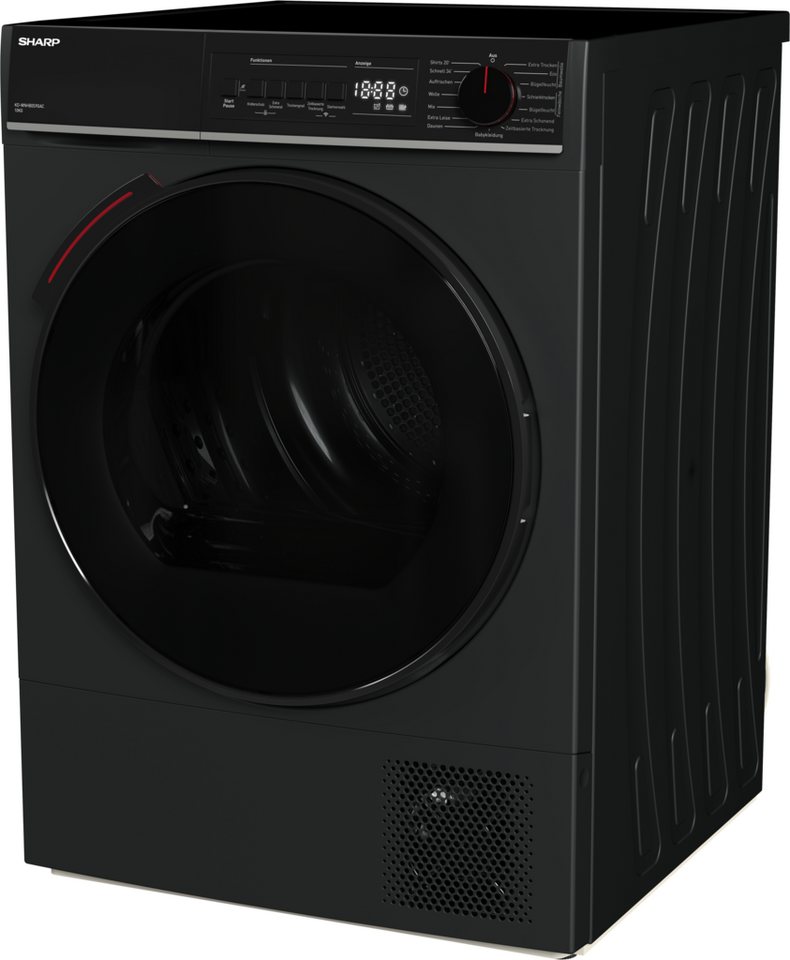 Sharp Wärmepumpentrockner KD-WNHB0S9GAC-DE, 10kg / +WIFI / EEK C / 2 Tasten / XXL-Tür voll-schwarz / Espresso grey