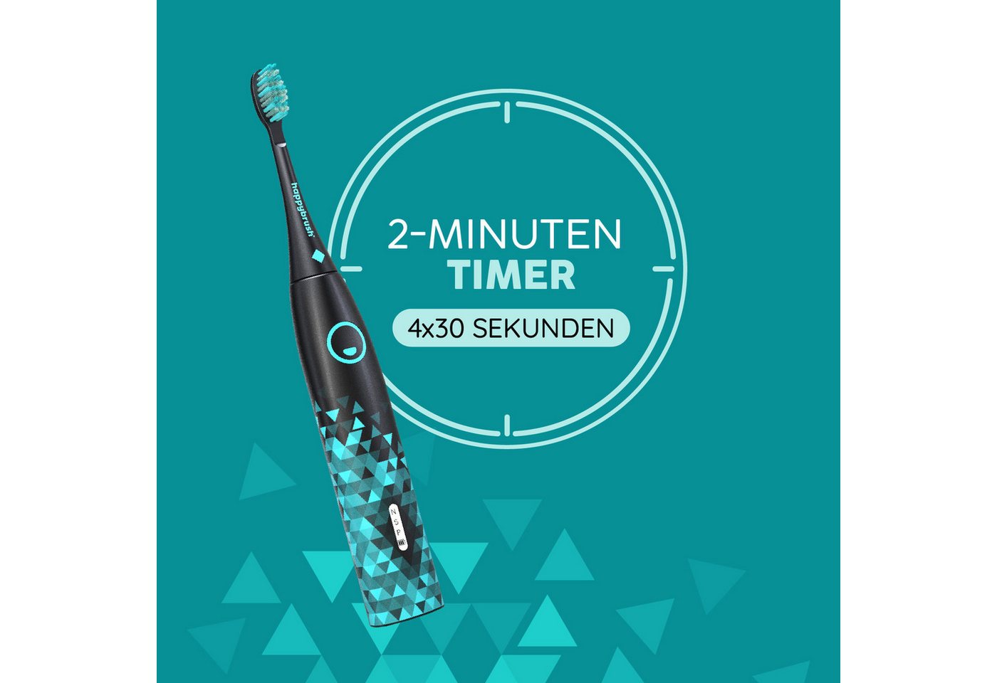 happybrush Schallzahnbürste Eco VIBE 3 Partnerset Black-Mint/AllWhite - 8 Wochen Power Akku, Aufsteckbürsten: 6 St., Eco Vibe 3
