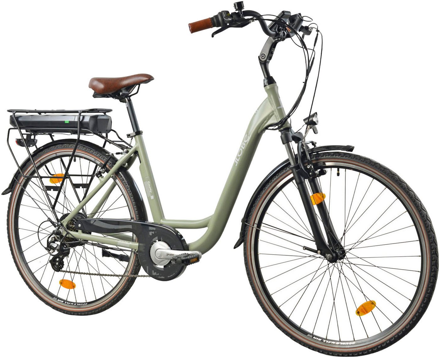 LLobe E-Bike Cityrad City E-Bike 28" County grün, 7 Gang Shimano Altus Schaltwerk, Kettenschaltung, Heckmotor, 468 Wh Bild 4