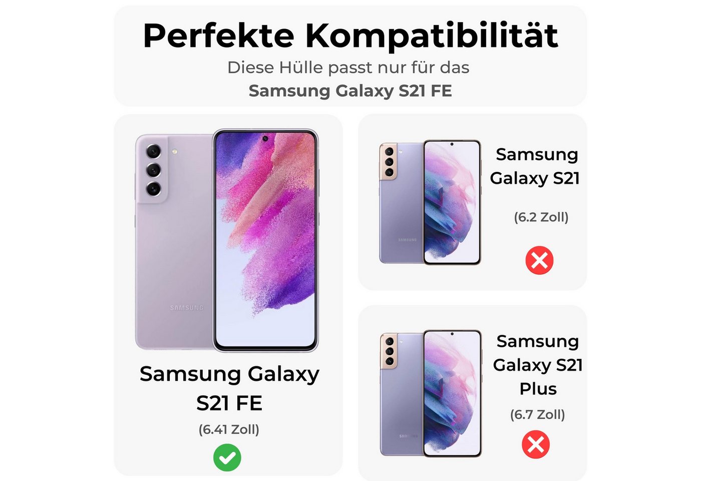 betterfon Handykette für Samsung Galaxy Handyhülle mit Band Kodel Hülle mit Kette, Umhängekette: Verstellbar, rutschfester Grip & Metallkappen Bild 5