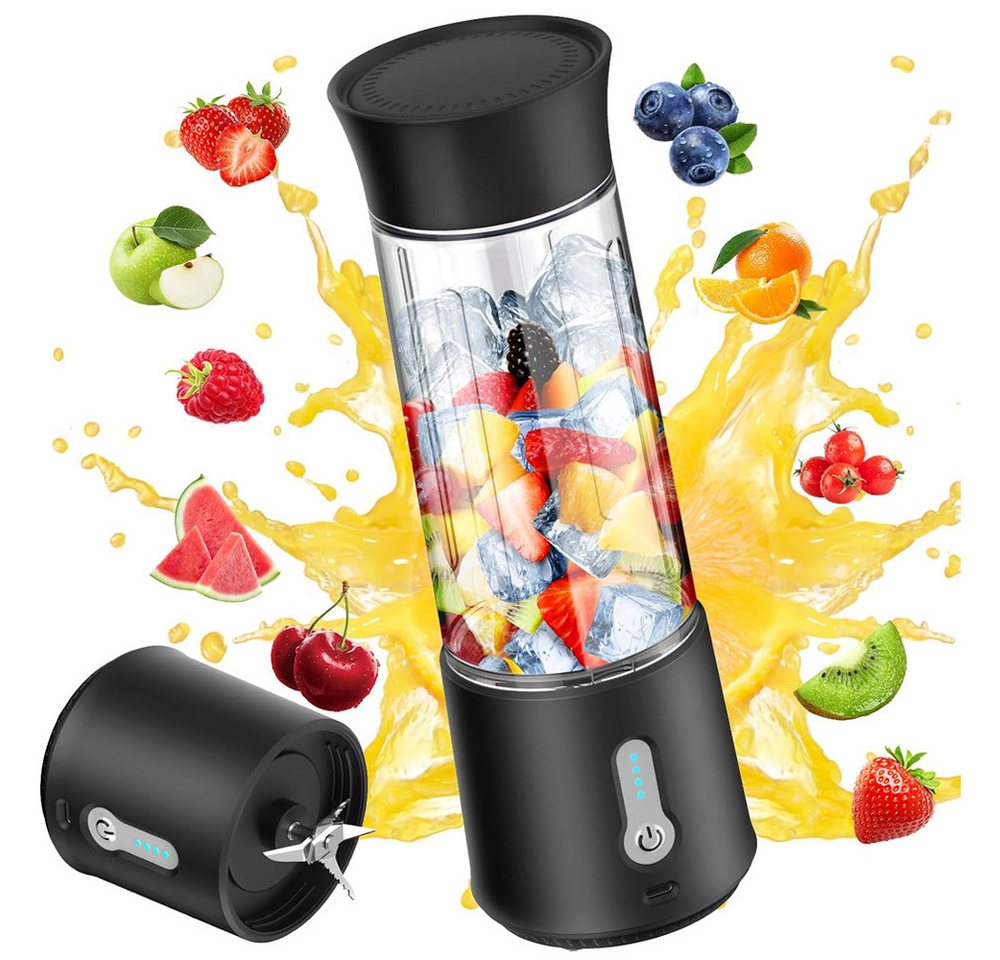 TUWENA Akku-Smoothie-Maker Tragbarer Mixer,500ml Smoothie Mixer Klein Mini Mixer Standmixer Klein, 6 Klingen, USB Aufladung Blender für Shake Milchshake Saft Babynahrung Bild 4