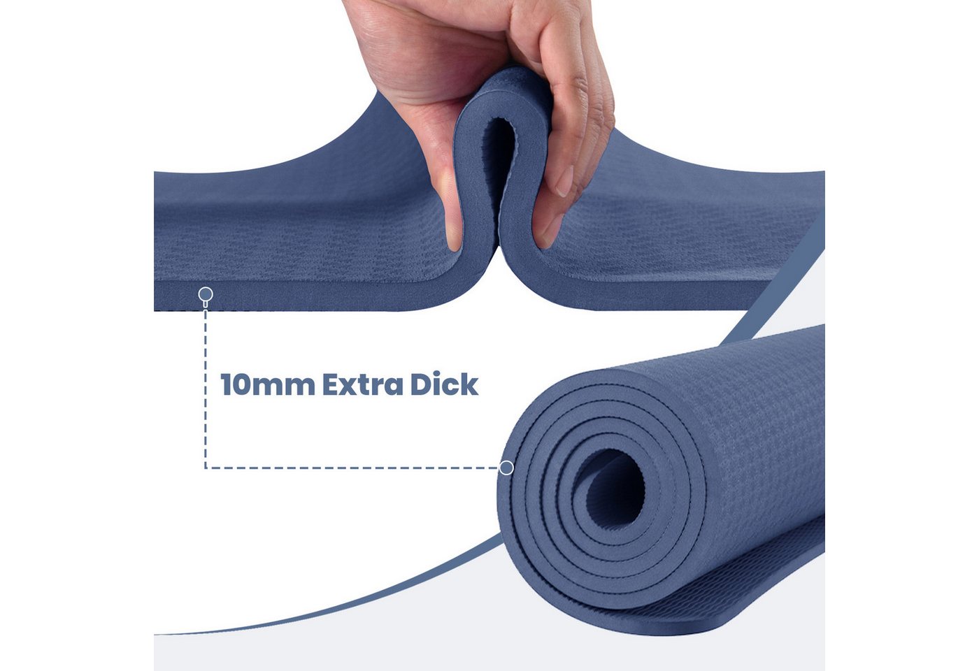 Good Nite Yogamatte Gymnastikmatten mit Tragegurt – 10 mm dick, 183x61 cm (1-St), rutschfest, komfortabel, 183x61x1 cm