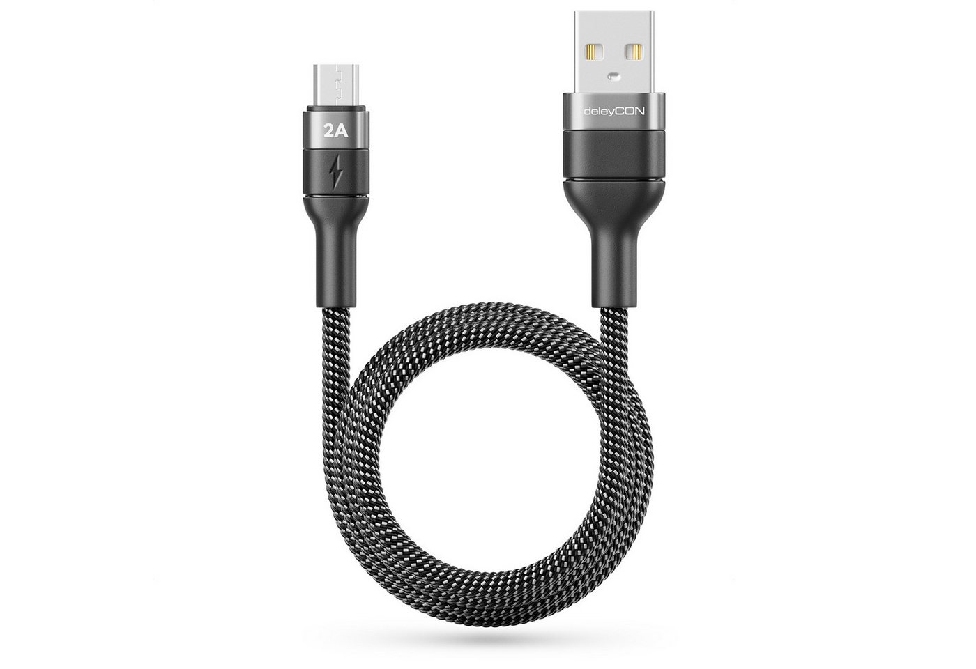 deleyCON 2m USB 2.0 Micro USB Kabel Ladekabel Datenkabel USB-A auf Micro USB USB-Kabel