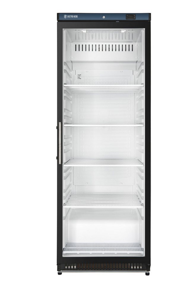 GastroHero Vollraumkühlschrank Lagerkühlschrank ECO 400 Glastür Schwarz 336 Liter LED LKSE400BG, 187.5 cm hoch, 60 cm breit, ideal zur Präsentation von Getränken und gekühlten Waren Bild 4