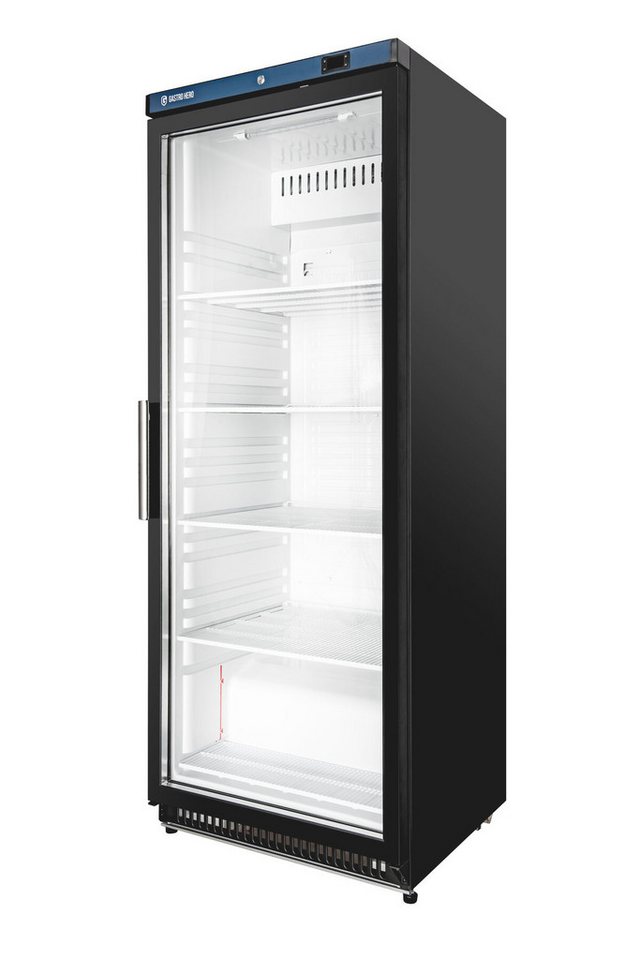 GastroHero Vollraumkühlschrank Lagerkühlschrank ECO 400 Glastür Schwarz 336 Liter LED LKSE400BG, 187.5 cm hoch, 60 cm breit, ideal zur Präsentation von Getränken und gekühlten Waren Bild 5
