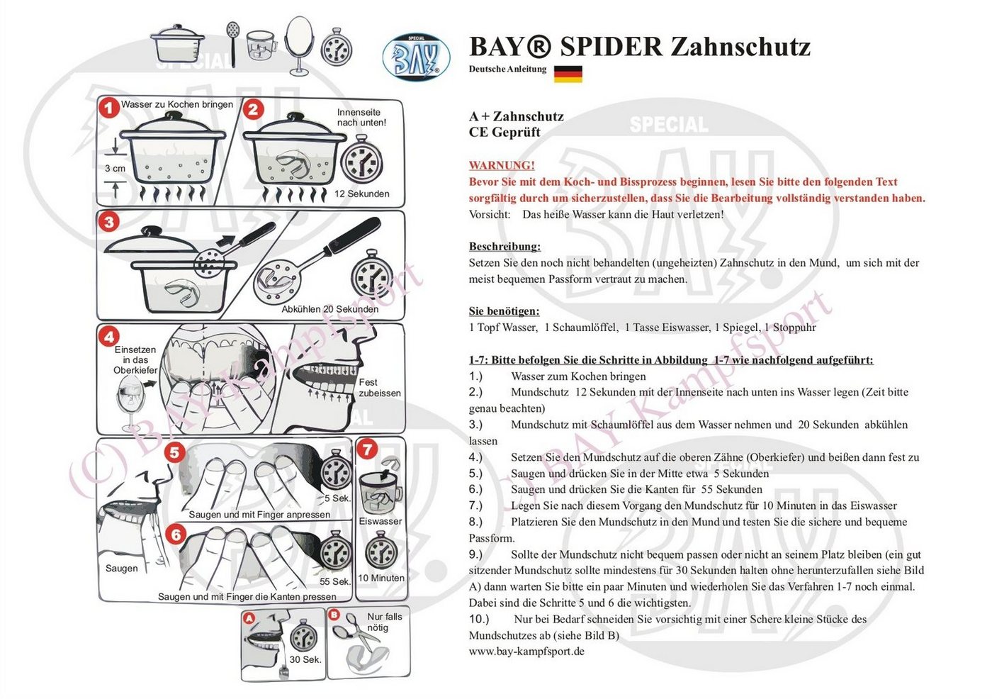 BAY-Sports Zahnschutz Spinne Zahnschützer Mundschutz Sport Kampfsport Spinne, Anleitung Bild 5