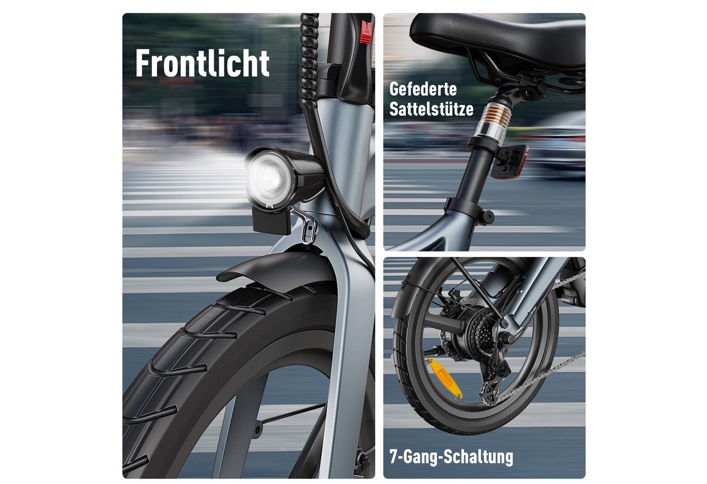DYU E-Bike Klapprad DYU T1 E-Bike Klappbar 20 Zoll 250W 36V 10Ah Shimano 7-Gang, 7 Gang, Heckmotor, 360 Wh