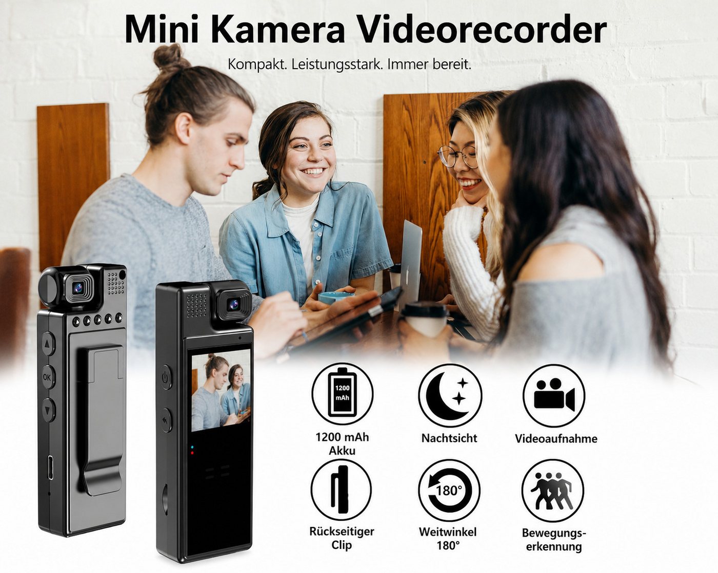 SpionProfi Überwachungskamera 32GB Mini Kamera Video Überwachungskamera Action Cam + 1,3 TFT Display (Außenbereich, Innenbereich, 1-tlg., FULL HD Mini Clip Action Video Cam mit Bewegungsmelder und Nachtsicht) Bild 2