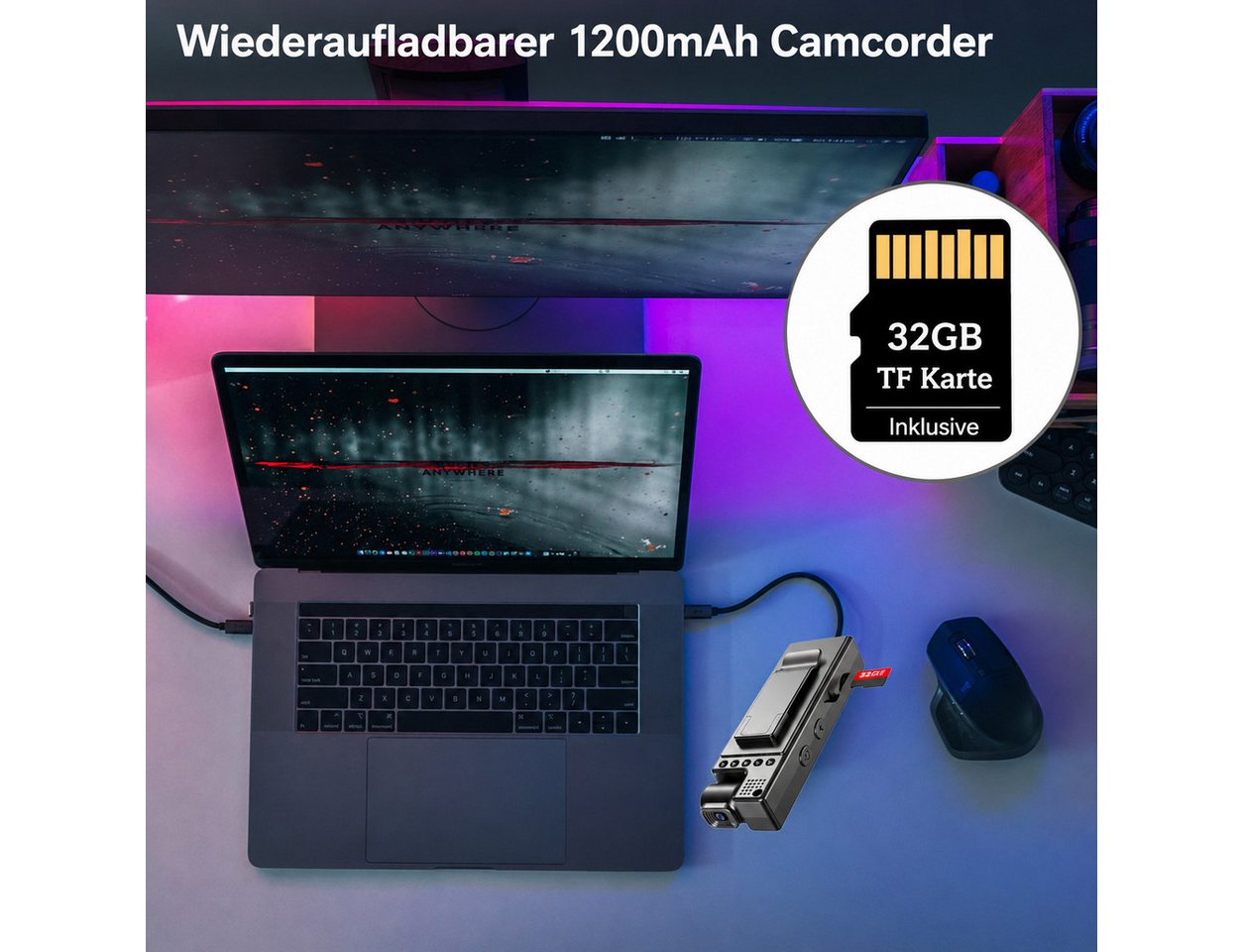 SpionProfi Überwachungskamera 32GB Mini Kamera Video Überwachungskamera Action Cam + 1,3 TFT Display (Außenbereich, Innenbereich, 1-tlg., FULL HD Mini Clip Action Video Cam mit Bewegungsmelder und Nachtsicht) Bild 3
