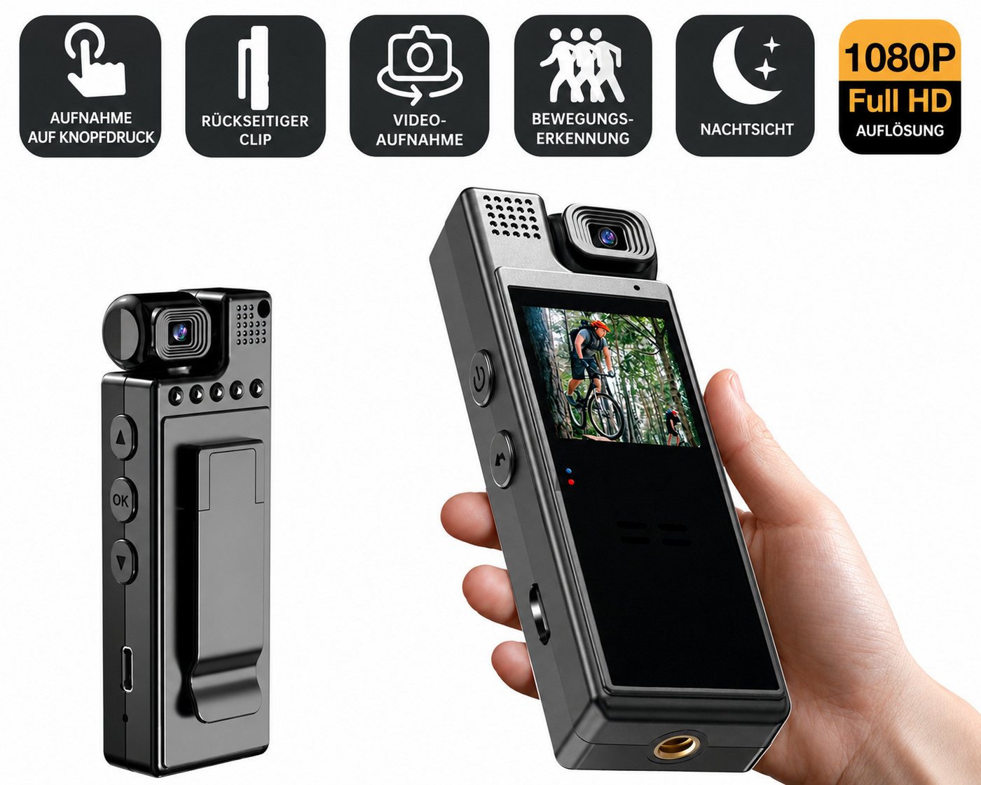 SpionProfi Überwachungskamera 32GB Mini Kamera Video Überwachungskamera Action Cam + 1,3 TFT Display (Außenbereich, Innenbereich, 1-tlg., FULL HD Mini Clip Action Video Cam mit Bewegungsmelder und Nachtsicht) Bild 4