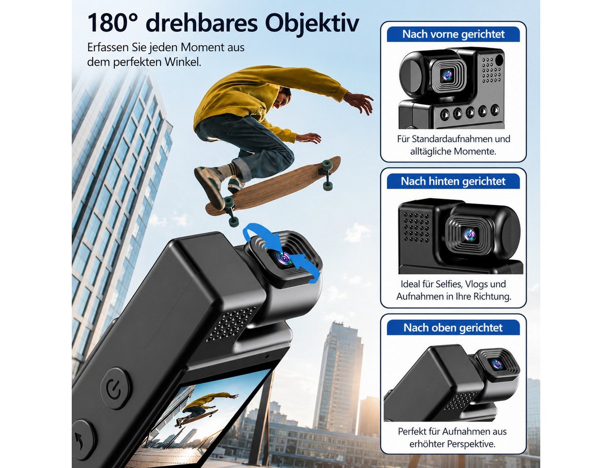 SpionProfi Überwachungskamera 32GB Mini Kamera Video Überwachungskamera Action Cam + 1,3 TFT Display (Außenbereich, Innenbereich, 1-tlg., FULL HD Mini Clip Action Video Cam mit Bewegungsmelder und Nachtsicht) Bild 5