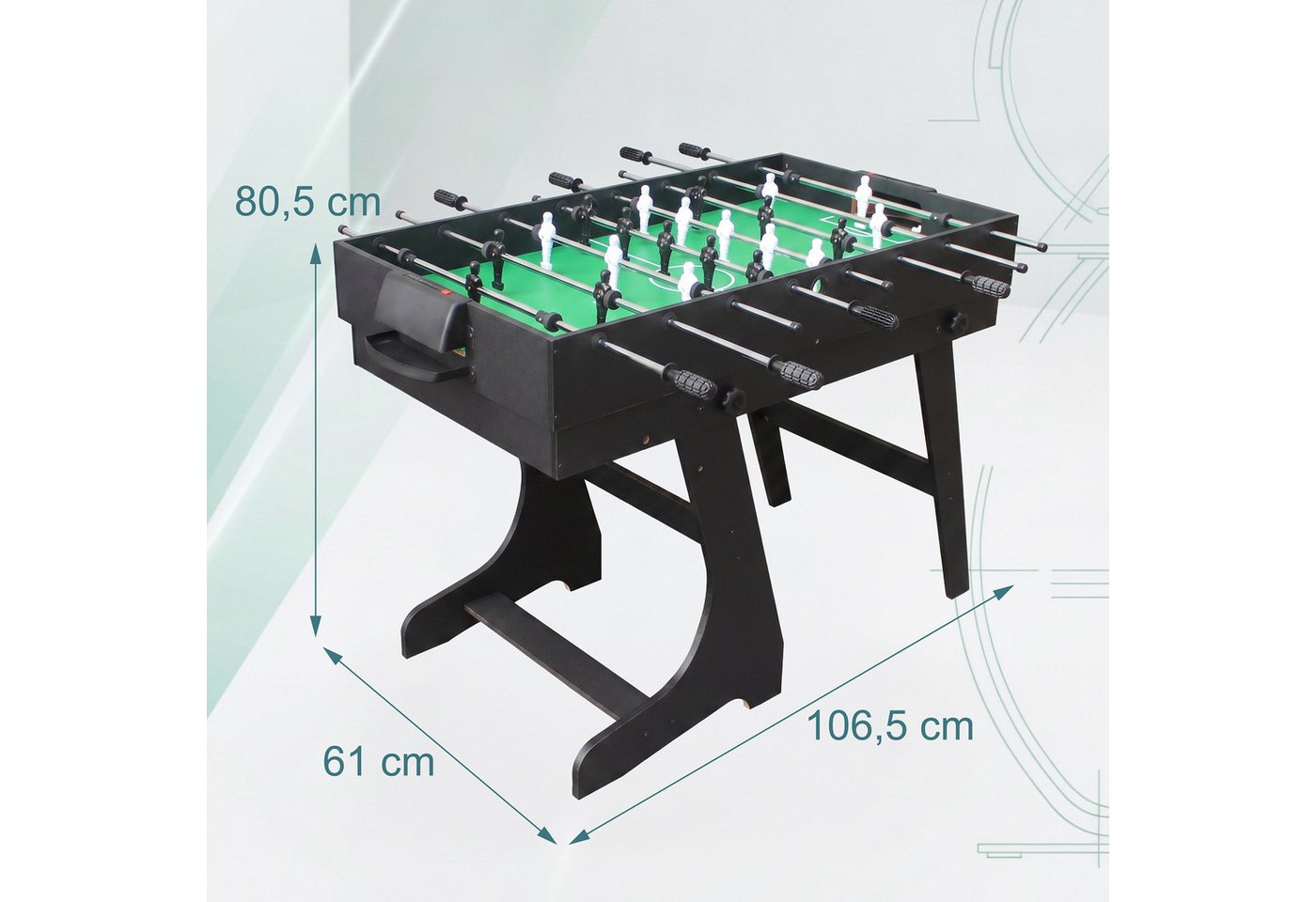 relaxdays Multifunktionstisch Klappbarer Spieltisch 4 in 1 Zubehör, schwarz
