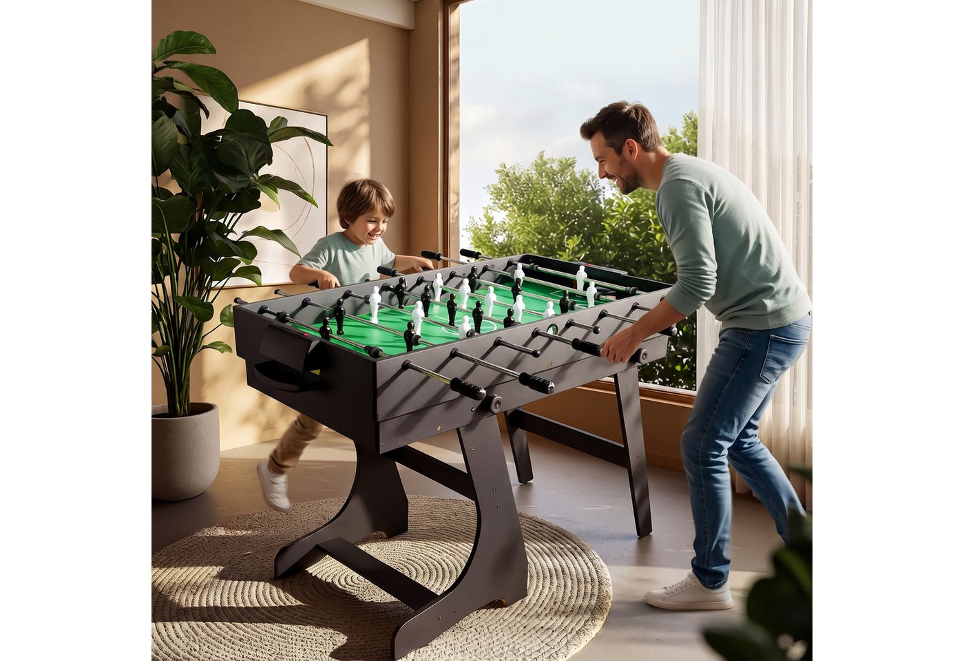 relaxdays Multifunktionstisch Klappbarer Spieltisch 4 in 1 Zubehör, schwarz Bild 3