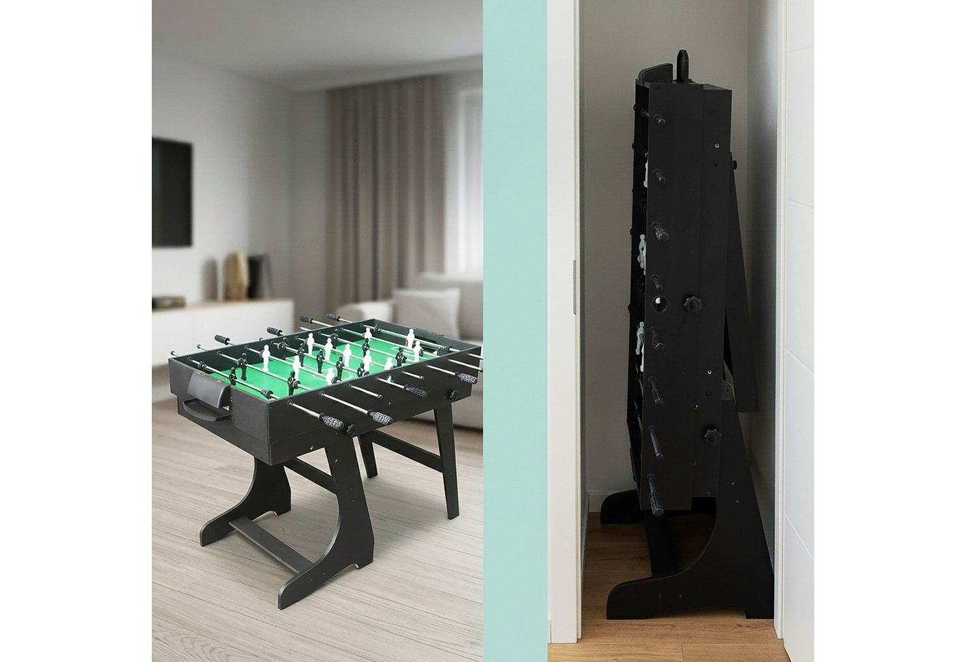 relaxdays Multifunktionstisch Klappbarer Spieltisch 4 in 1 Zubehör, schwarz Bild 4