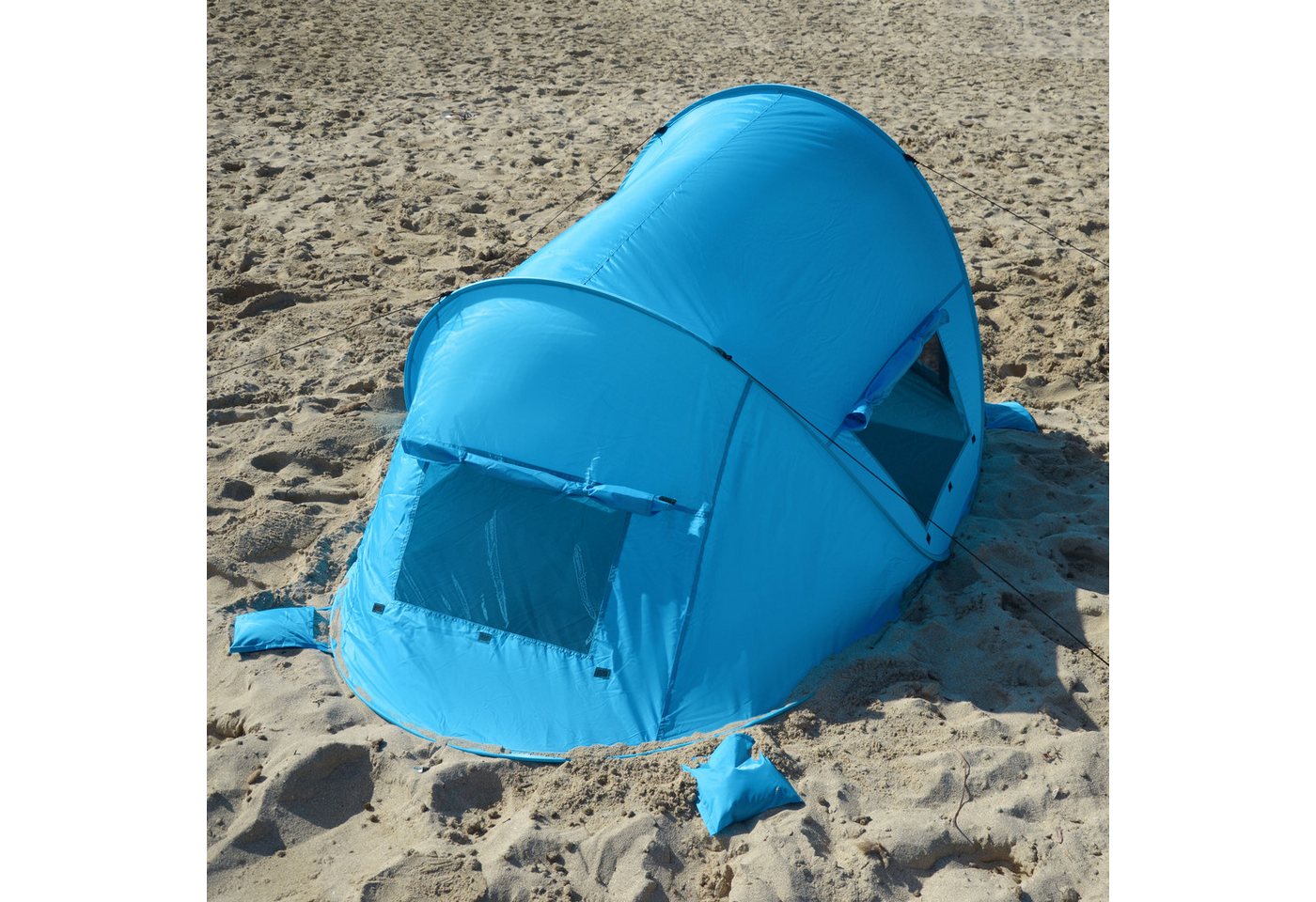 outdoorer Strandmuschel Zack Premium Family - Familien-Strandmuschel mit UV 80-Sonnenschutz, Personen: 3, Verschließbares Strandzelt, Pop-up, selbstaufbauend, Windschutz Bild 5