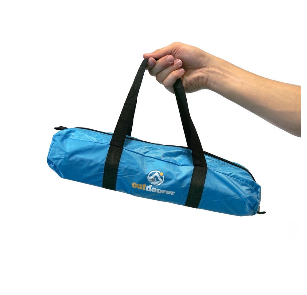 outdoorer Strandmuschel Helios Air 850 mit UV-80-Schutz - ultraleichtes Reise-Strandzelt, Blaues Sonnenzelt, Wind- und Sonnenschutz, Alu-Gestänge, Mini-Packmaß