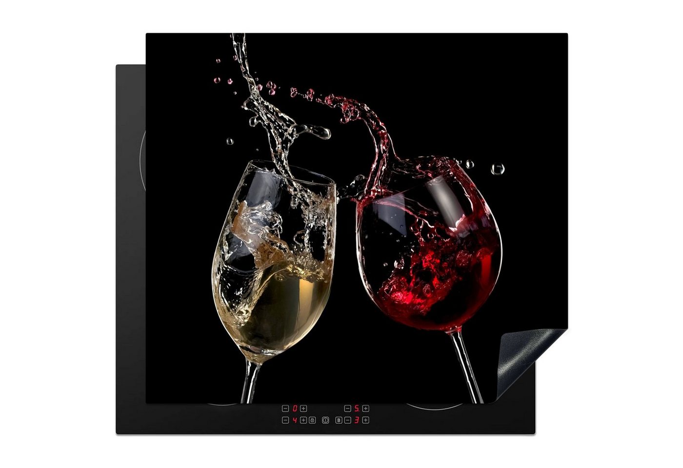 MuchoWow Herd-Abdeckplatte Rotwein - Weißwein - Glas - Schwarz, Vinyl, (1 tlg), Küche Herdabdeckplatte Ceranfeld Vinyl Einteilig, 59x52 cm Bild 3