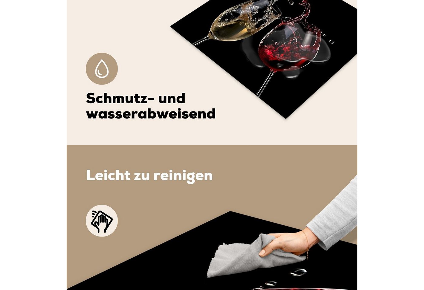 MuchoWow Herd-Abdeckplatte Rotwein - Weißwein - Glas - Schwarz, Vinyl, (1 tlg), Küche Herdabdeckplatte Ceranfeld Vinyl Einteilig, 59x52 cm Bild 5