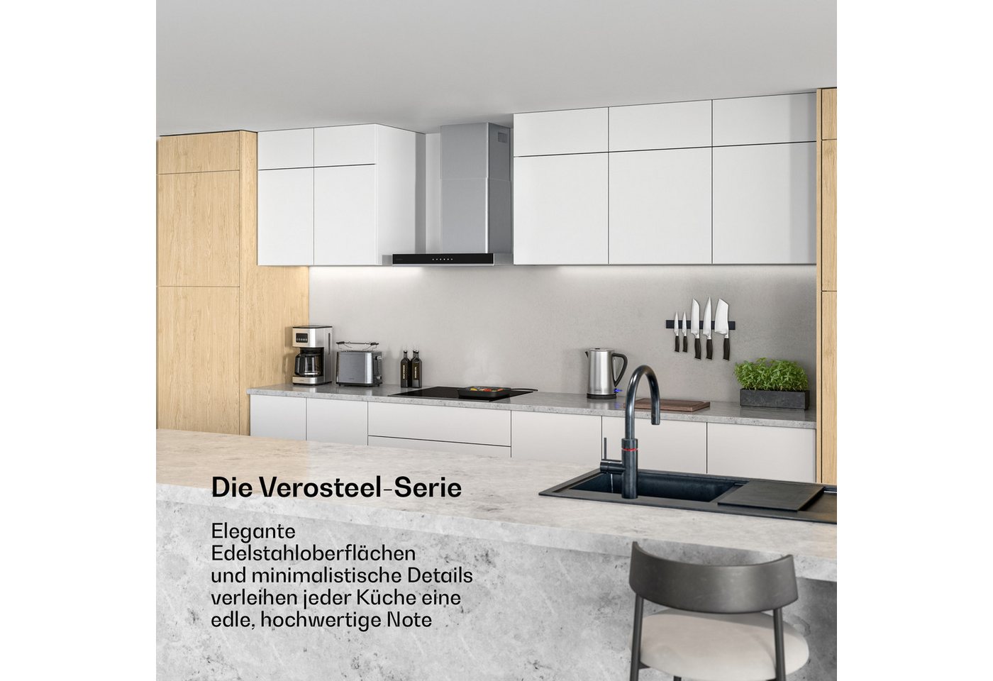 Klarstein Deckenhaube VeroSteel VeroSteel, Dunstabzugshaube Wandhaube Umluft Abluft Touch LED Edelstahl Bild 2