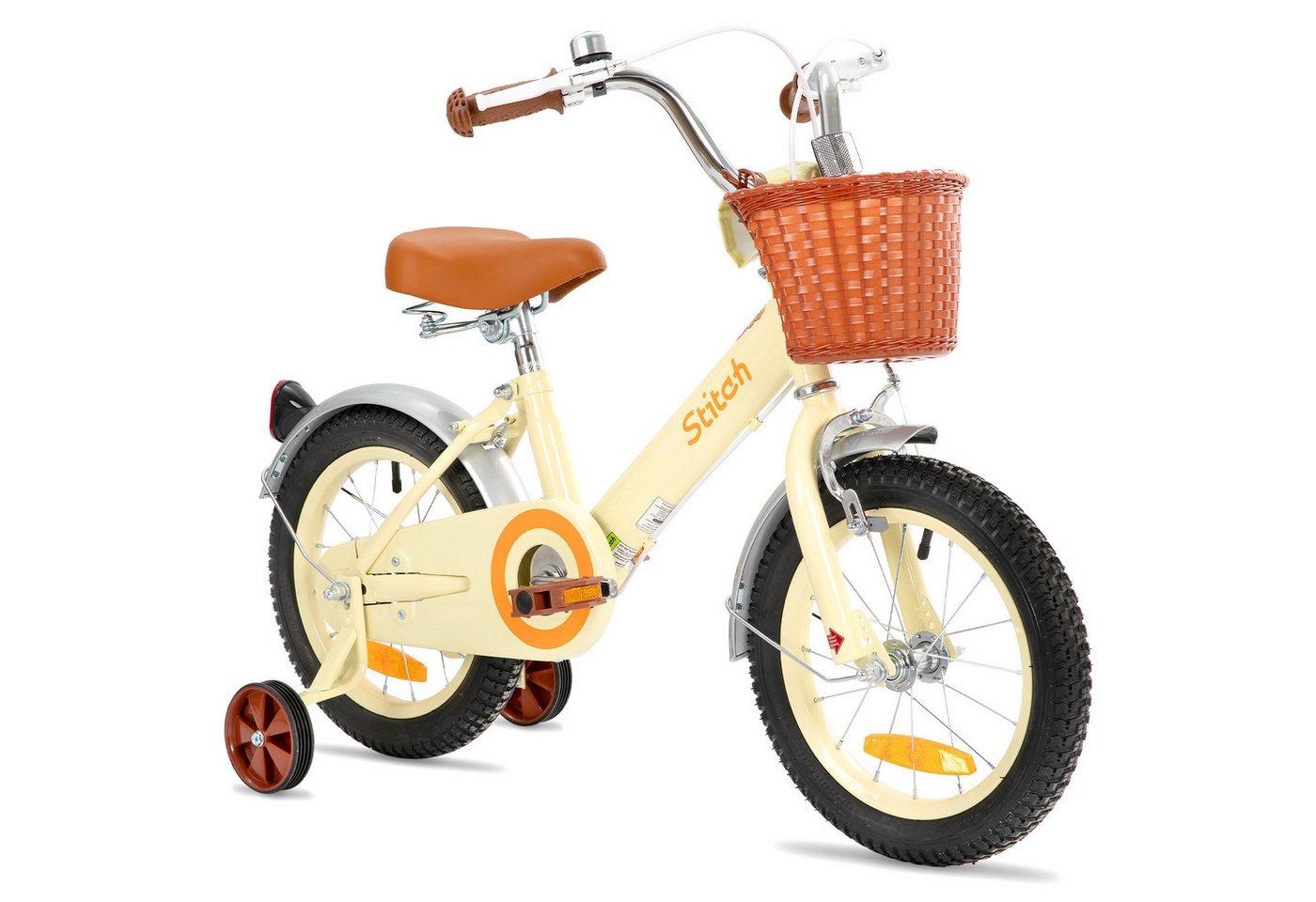 JOYSTAR Kinderfahrrad Vintage 12 14 16 18 Zoll Kinderfahrrad für 2-9 jährige Mädchen, mit Stützrädern, Kotflügel, Korb, Fahrradklingel, Reflektorplatte Bild 2
