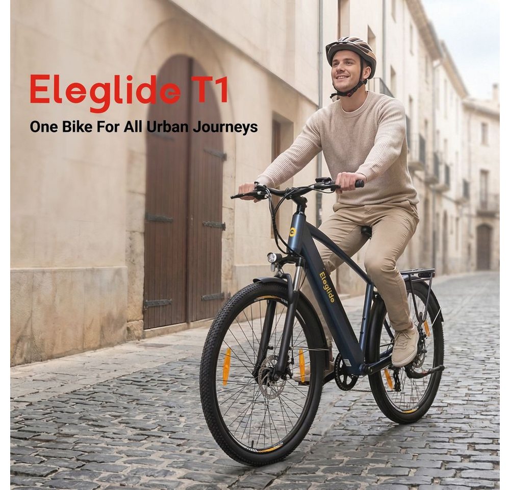 Eleglide E-Bike Trekkingrad T1 Step-Over mit 250-W-Motor, 27,5-Zoll-Rädern, 561,6 Wh Akku, 7 Gang Shimano, Heckmotor, 468 Wh, 27.5"x17.5", 36V 13Ah, 468Wh, 100 km (Unterstützungsmodus) Bild 3